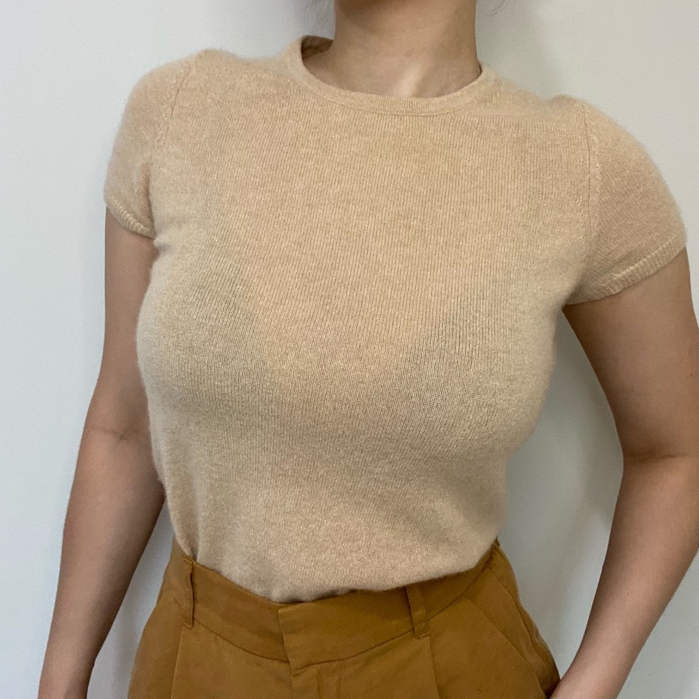 Beige cashmere sweater shirt